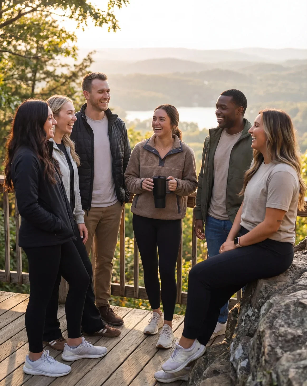 The HydroJug team outdoors at golden hour, HydroJugs in hand